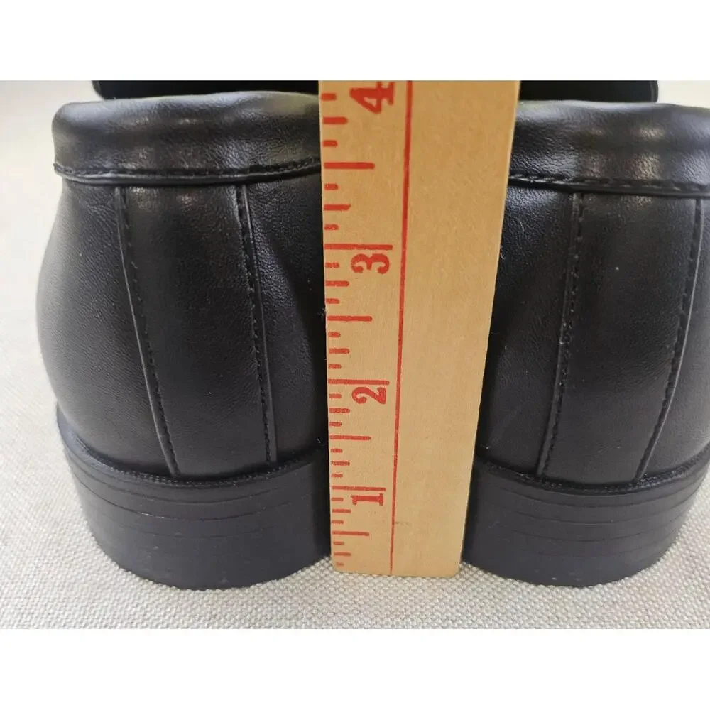 RESTORATION Classic Loafers Shoes Black Leather Metal Bit Square‎ Toe Mens 8